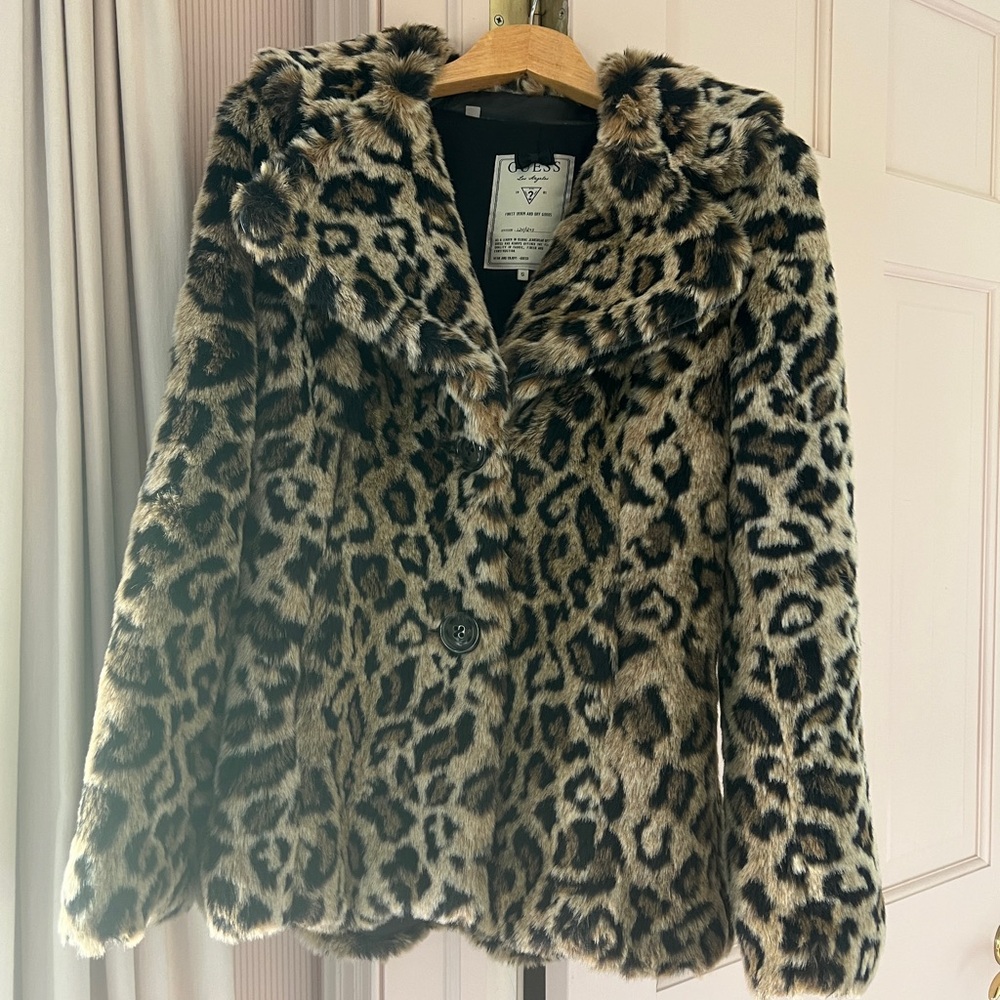 Guess Animal Print Teddy Jacket